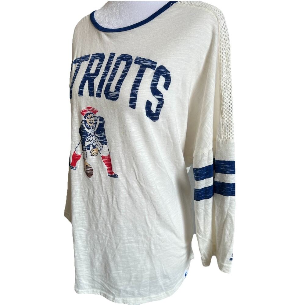 VTG New England Patriots Shirt 2XL Womens STARTER White 3/4 Jersey Sleeve 1990s - Picture 3 of 13
